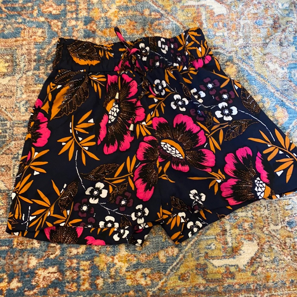 High waisted tropical shorts